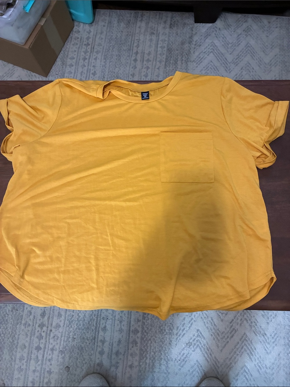 SHEIN Mustard Yellow Pocket Short Sleeve Tee